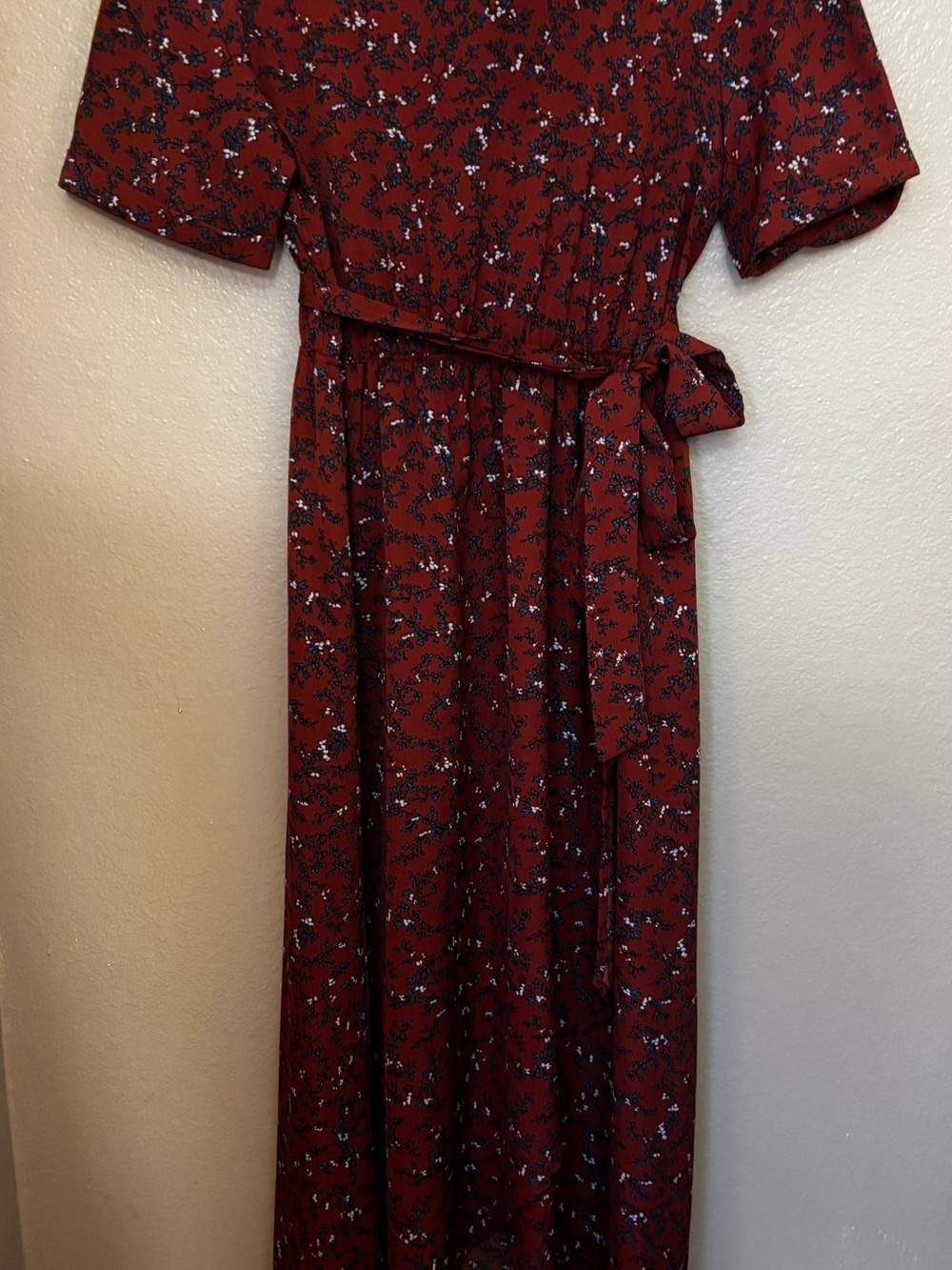 Petallush Red Floral Tie-Waist Maxi Dress
